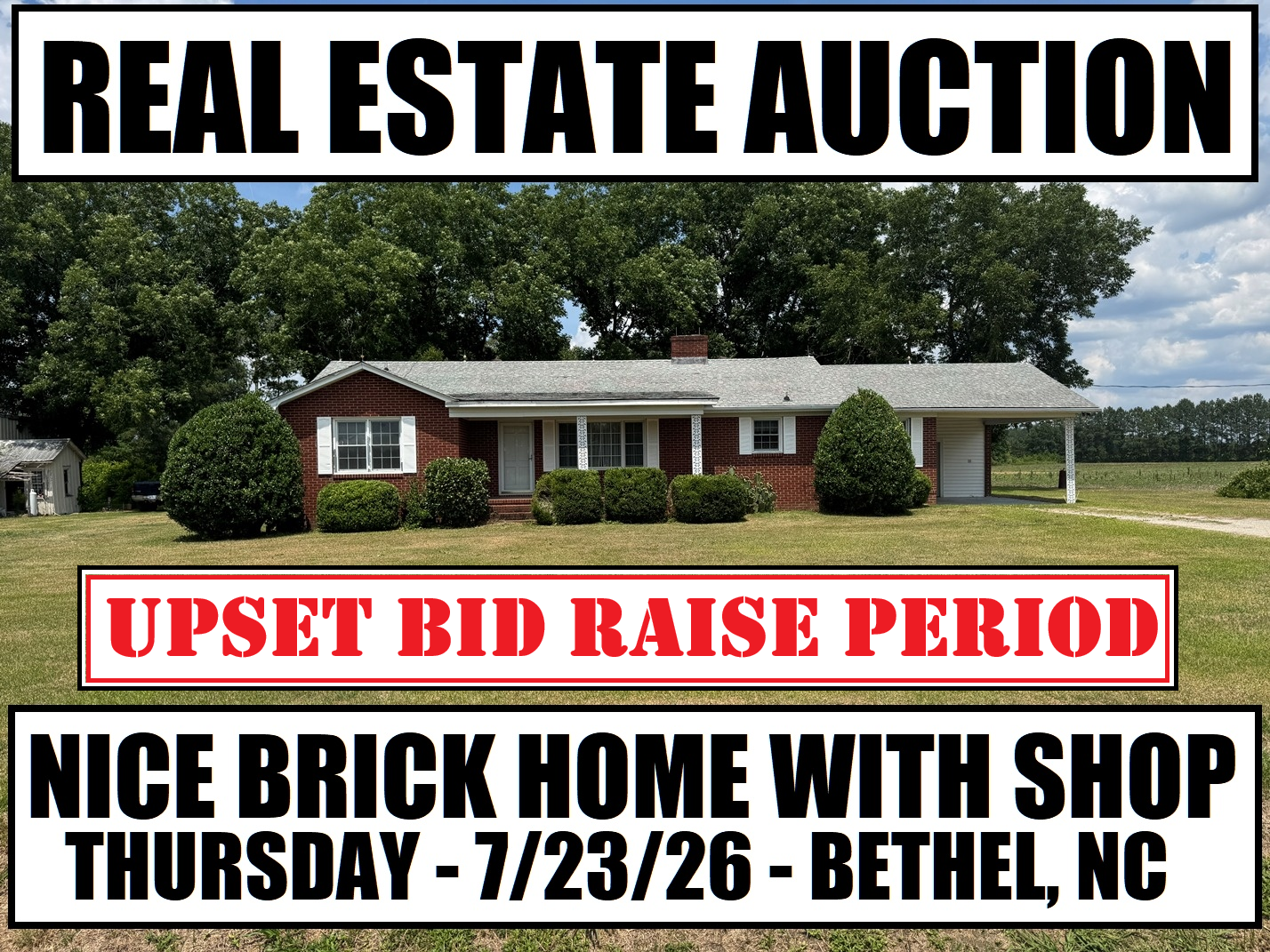 Current Bid $127,338.75 - Brick Home near Bethel, NC